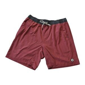 Vuori Men's Red Coral Kore Workout Outdoor Athletic Lined Shorts Men's Large